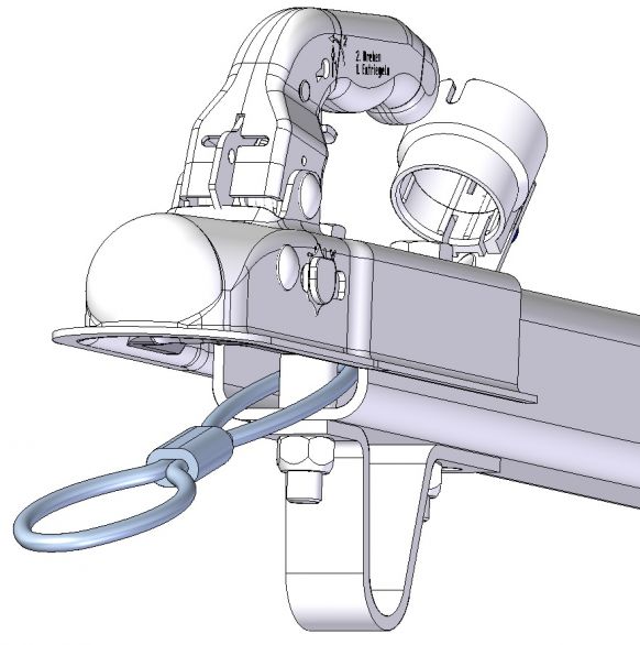 Safety rope holder for unbraked trailers up to 1500kg