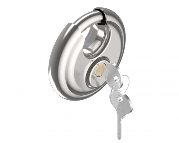 Discus padlock with loose co-locking system