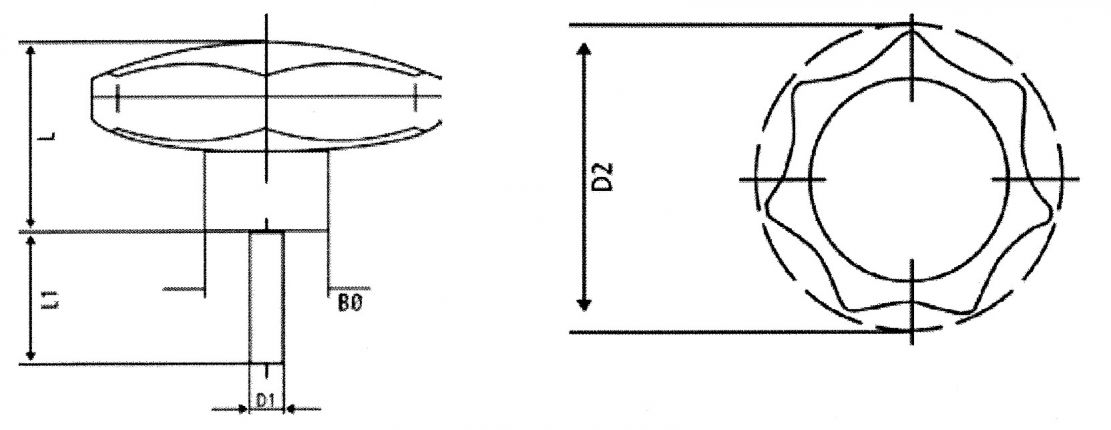 Star grip Ø 63 mm, M10 (screw)