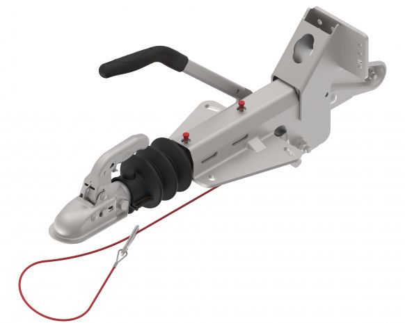 Overrun device flange with support wheel bracket