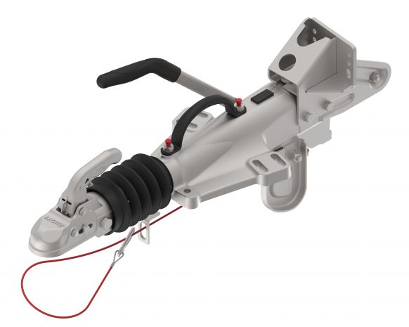 Overrun device flange with support wheel bracket